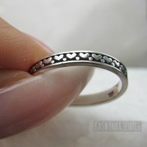 Oxidized Silver Heart ring - stackable ring - womens promise ring - simple ring - cute ring