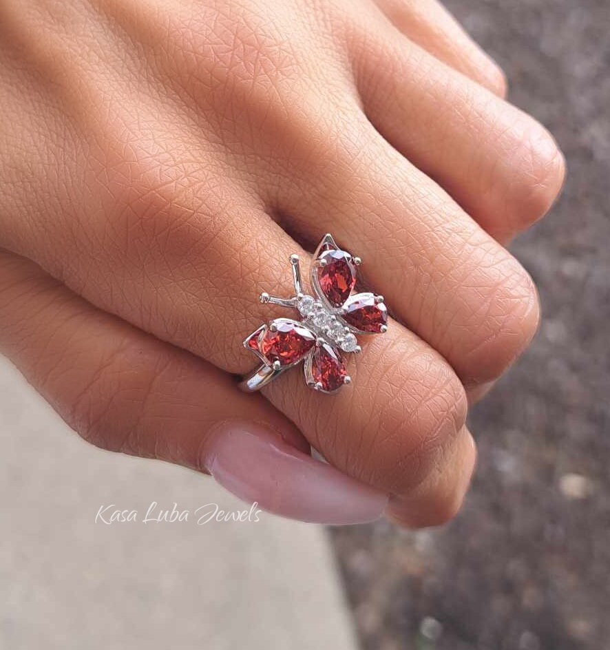 Garnet 2024 butterfly ring