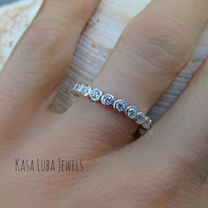 Silver CZ Eternity band - Eternity band - womens anniversary ring - silver ring