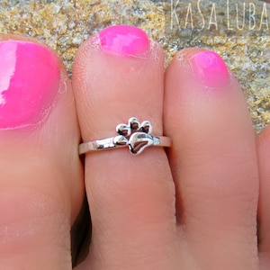 Paw silver toe ring, Sterling silver - Silver Toering, paw ring  - stamped 925 - solid silver - vacation jewelry