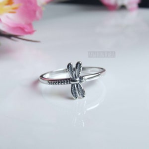 Sterling Silver dragonfly ring - oxidized - Solid silver - Dragonfly jewelry - womens silver ring - 925 Sterling Silver - dragonfly gifts