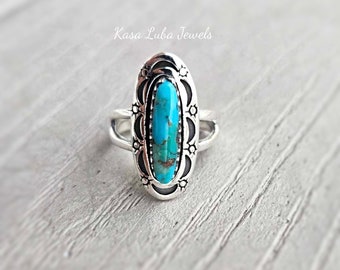 Sterling Silver Turquoise Statement Ring - December Birthstone