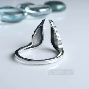 Anillo de alas de plata de ley oxidada - Joyería de ángel ajustable imagen 6