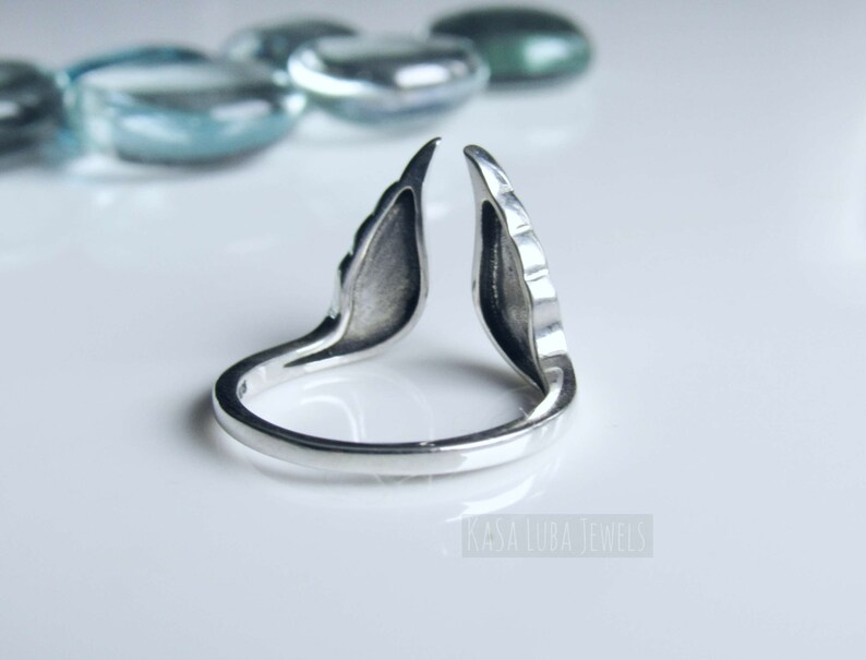 Anillo de alas de plata de ley oxidada - Joyería de ángel ajustable imagen 6