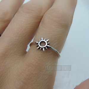 Solid Sterling Silver Sun ring, stamped 925, Hope ring - simple ring - sweet ring - cute ring - Womens faith ring - statement ring - cute