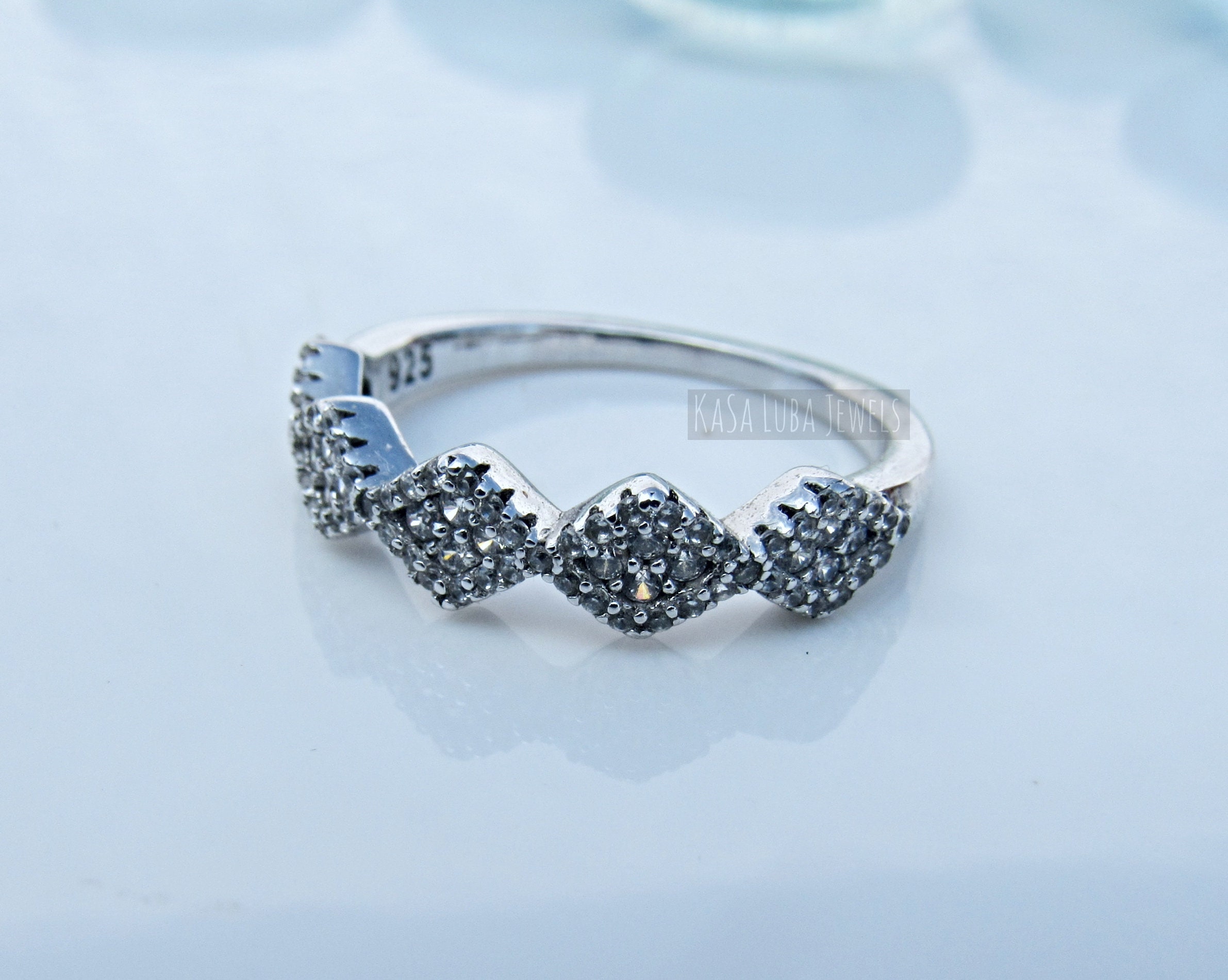 Silver Half Eternity CZ Ring Antique Inspire Womens Etsy UK
