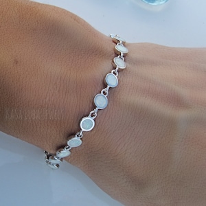 Sterling silver White Opal Bracelet, Lab Opal bracelet, Jewelry , gifts for her,  adjustable