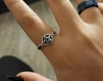 Pentagram Sterling silver ring - solid sterling silver, womens Pentagram jewelry, Mystical, Magical, 5 point star, pentacle