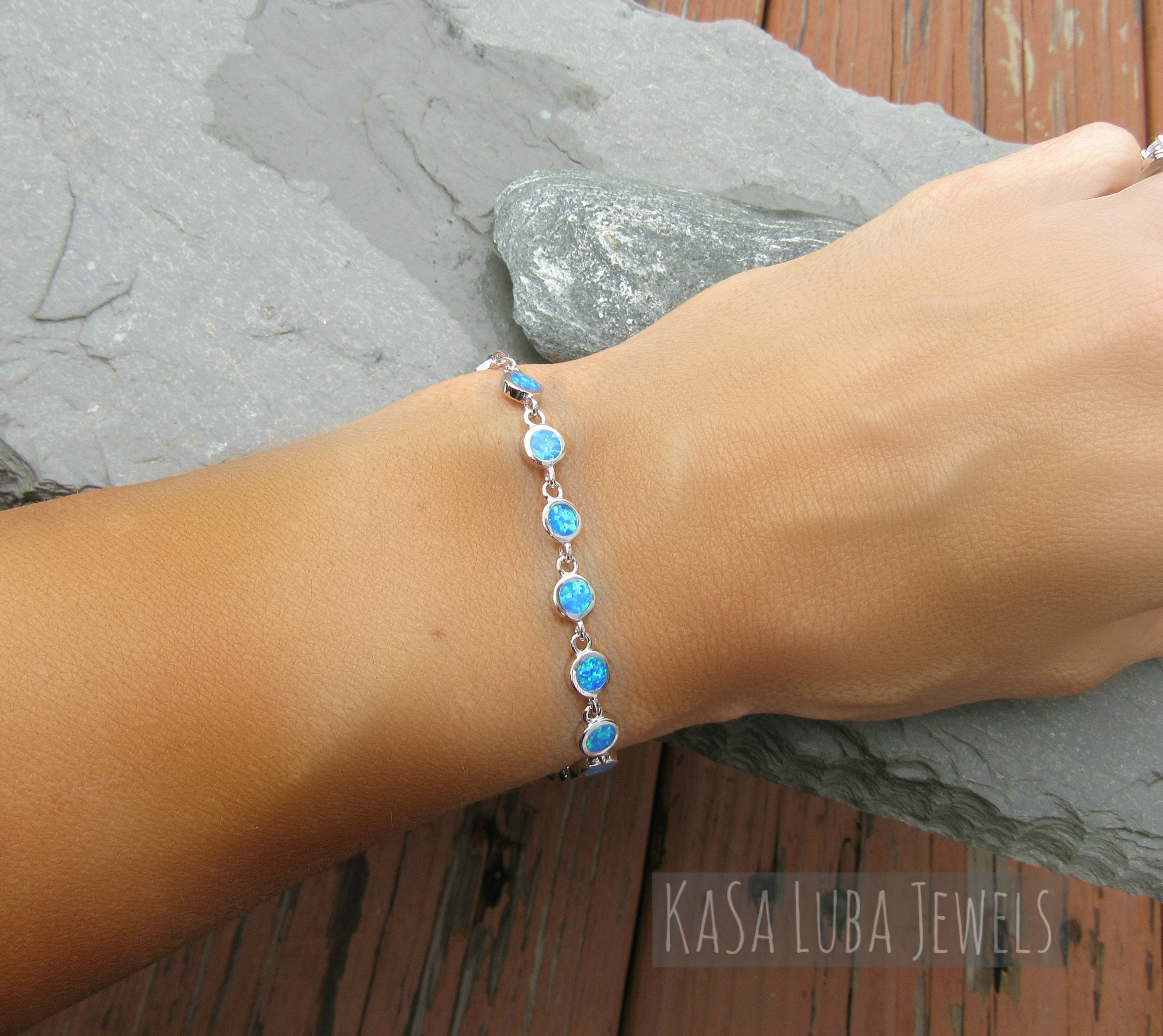 intelligens Vice Uenighed Blue Opal Bracelet - Etsy