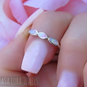 Pink Lab Opal silver ring, Sterling silver opal ring - womens statement ring - stamped 925silver ring - stacking ring - simple ring
