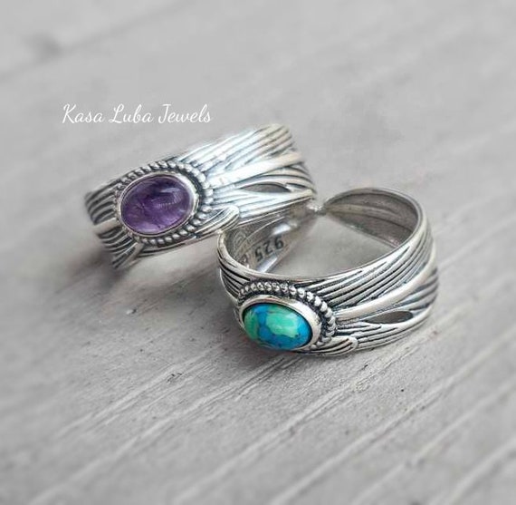 Purple Reconstituted Turquoise Ring with Amethyst and Marcasite Sterling Silver Purple Reconstituted Turquoise Ring with Amethyst and Marcasite Sterling Silver