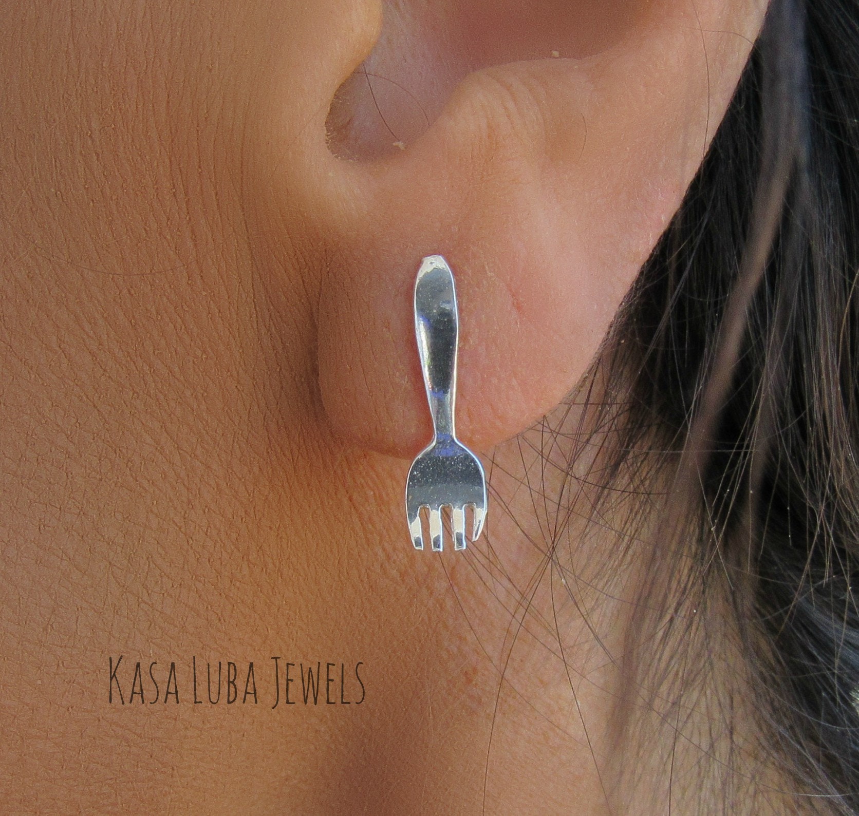 Sterling Silver spoon and fork earrings solid sterling Etsy
