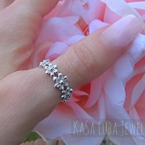 Plumeria silver ring - flower silver ring - floral - womens - simple ring - cute ring - sweet ring