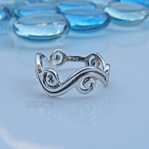 Silver wave ring Sterling Womens ring, vacation ocean, 925 silver surfer image 7