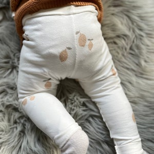 Leggins Baby Kleinkind Zitronen beige weiß gelb Bild 3