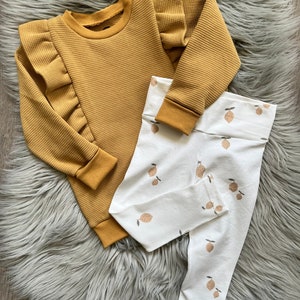 Leggins Baby Kleinkind Zitronen beige weiß gelb Bild 6