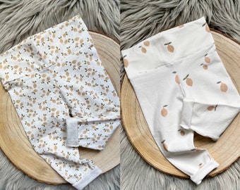 Leggings Baby Toddler Lemons Beige White Yellow