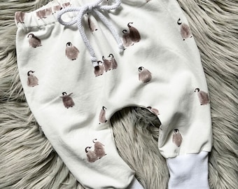 Jogginghose Baby Kleinkind Pinguin weiß