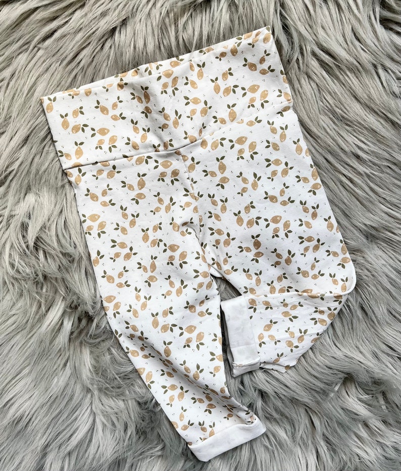 Leggins Baby Kleinkind Zitronen beige weiß gelb kleine Zitronen