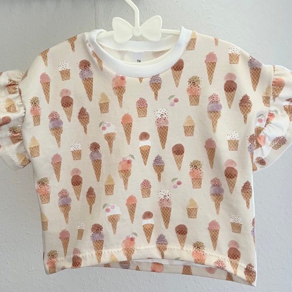 Oversized Shirt kurzarm Flügelärmel Eis Eiscreme Sommershirt