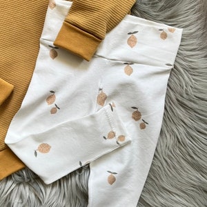 Leggins Baby Kleinkind Zitronen beige weiß gelb Bild 1