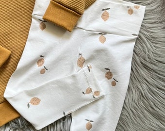 Leggins Baby Kleinkind Zitronen beige weiß gelb