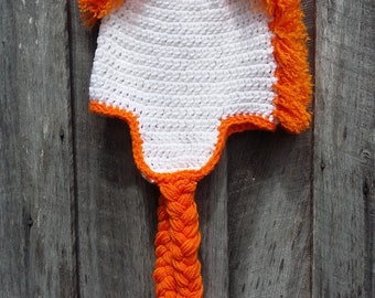 Orange and White Tennessee Inspired Crochet Mohawk Hat