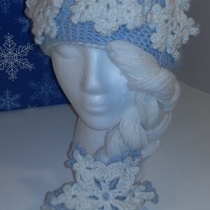 Elegant Snow Queen Crocheted Winter White Hat Crochet White Winter Hat or Easy Crochet Chunky Beanie  main image 3