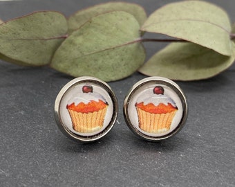 Ohrstecker, Ohrringe, Cabochon Cupcake 12 mm