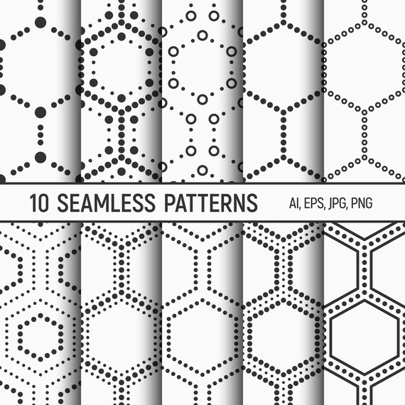Download Set Of 10 Seamless Patterns Abstract Geometrical Trendy Etsy