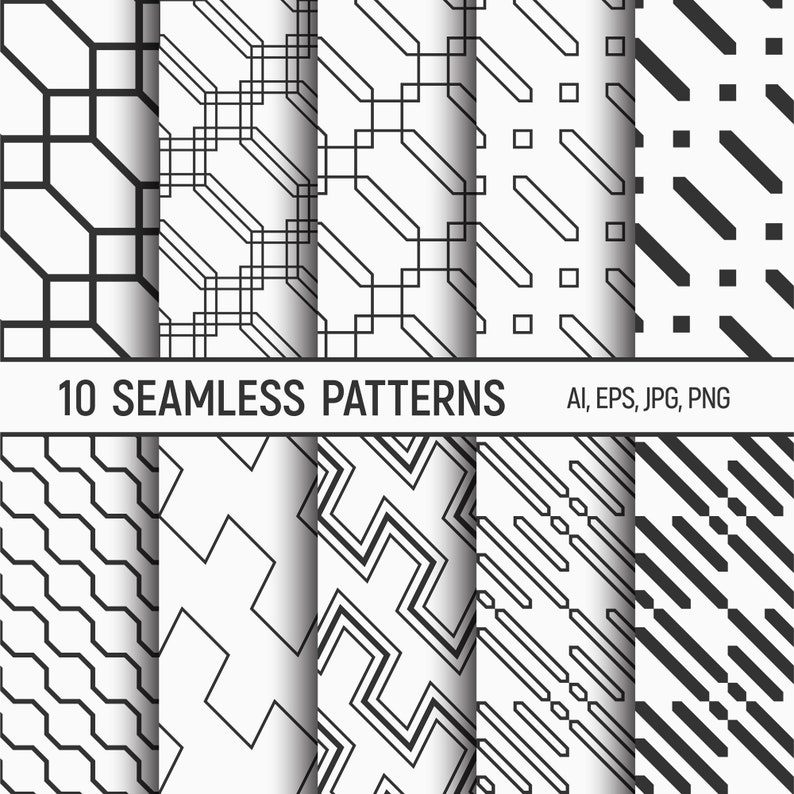 10 seamless diagonal stripes vector patterns. Geometric backgrou 10 seamless diagonal stripes vector patterns. Geometric backgrou