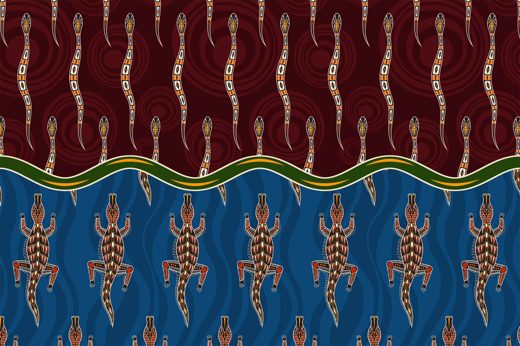 10 color Australian seamless patterns with animals fishes. | Etsy