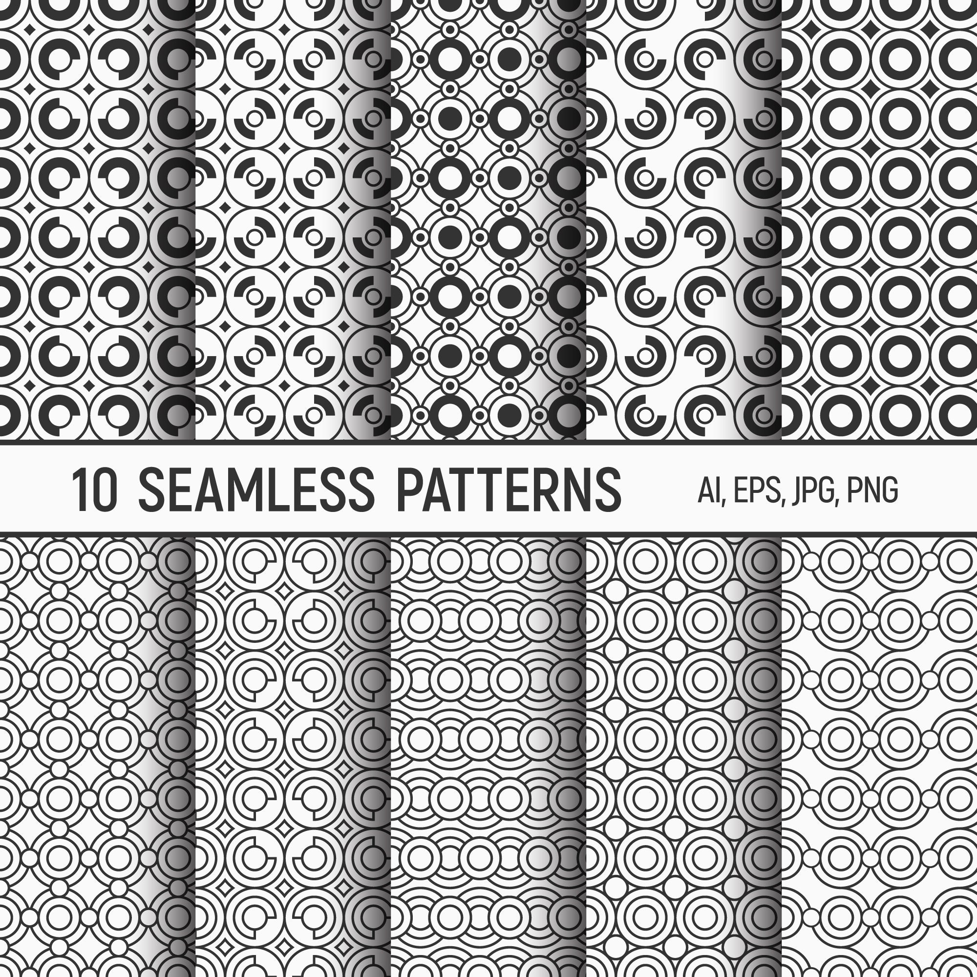 10 Kreise nahtlose Muster. Geometrische Vektor digitale | Etsy