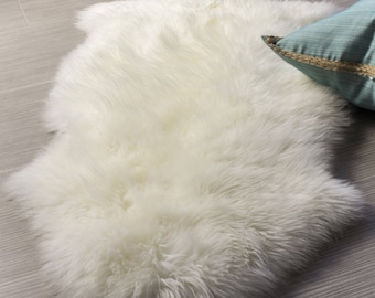 Genuine Real Sheepskin Rug Ivory Sheepskin Rug Single Pelt Wool Fur Throw Floor Rug 2 x 3