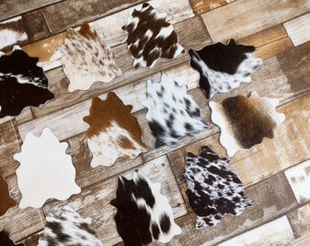 Cowhide Coasters Mini Cowhide Coasters Assorted Coasters Set of 6 Leather Coasters