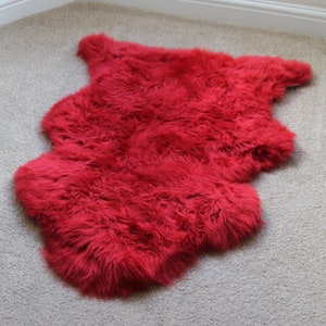Echte Schaffell Teppich rot Schaffell Teppich einzelne Lamm Wolle Pelz Boden 2 x 3