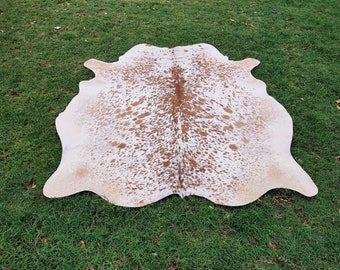 Brown and White Cowhide Rug Speckled Cowhide Rug Genuine Cowhide Rug Hair on Cowhide Rug