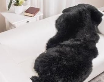 Black Sheepskin Rug For Bedroom Genuine Sheepskin Rug Double Pelt Sheepskin Rug For Baby Sheepskin Throw Rug