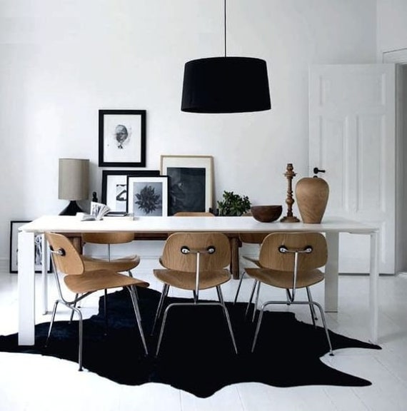 Black Cowhide Rug Natural Cow Hide Leather Black Dyed Cow Hide Skin Rug 5 X 5