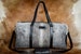 Gray Cowhide Leather Duffel Bag Large Travel Bag Cow Hide Weekend/Overnight Bag Genuine Leather Bag 