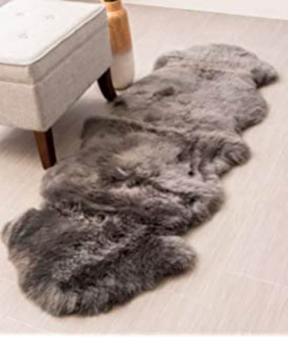 Genuine Australian Sheepskin Rug Double Pelt Taupe Fur, Approx. 2ft x 6ft Sheepskin Wool Fur