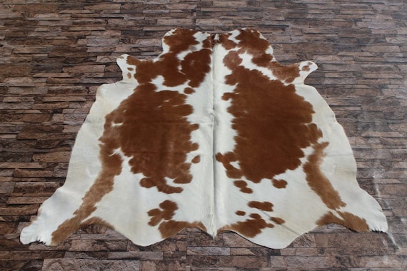 Amazing Brown and White Cowhide Rug Brown White Cow Skin Rug Small Cow Hide Rug 5 Ft x 4 Ft