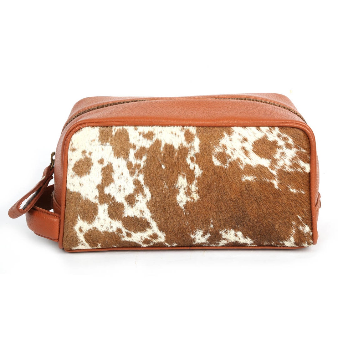 Leather Toiletry Bag for Men's Cowhide Travel Cases Gift for Him