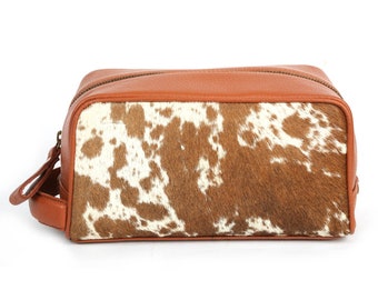 Leather Toiletry Bag For Men's Cowhide Travel Cases Gift For Him Leather Dopp Kit For Men's