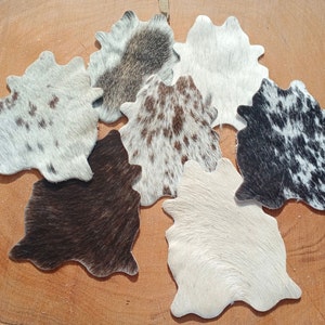Genuine Cowhide Coasters Assorted Cowhide Coasters Real Cowhide Coasters Table Placemats Leather Coasters New Home Gift Wholesale Price