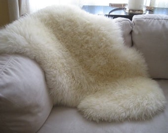 Set of 2 Genuine Real Australian Sheepskin Rug Ivory Sheepskin Rug Single Wool Fur Floor Rug 2 x 3