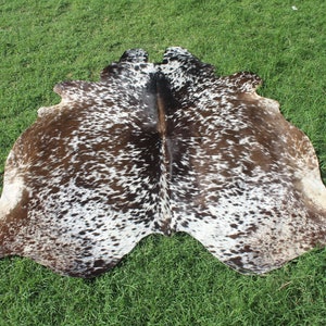 Large Tricolor Cowhide Rug Real Cow Skin Rug Natural Animal Rug Leather Rug 5 x 6 Area Rug