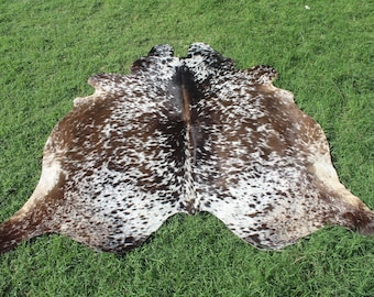 Large Tricolor Cowhide Rug Real Cow Skin Rug Natural Animal Rug Leather Rug 5 x 6 Area Rug