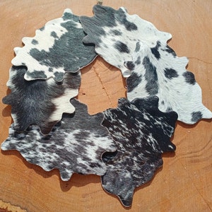 Cowhide Coasters Real Leather Coaster Cow Hair Coasters Western Coasters Bulk Coasters