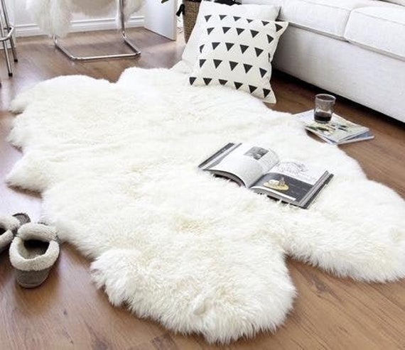 Quad Sheepskin Rug Natural Large Sheep Sheepskin Rugs With Fur Pillows